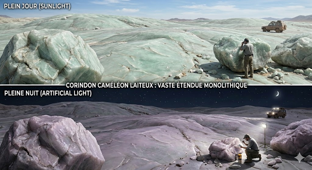 rocky desert corindon cameleon laiteux
